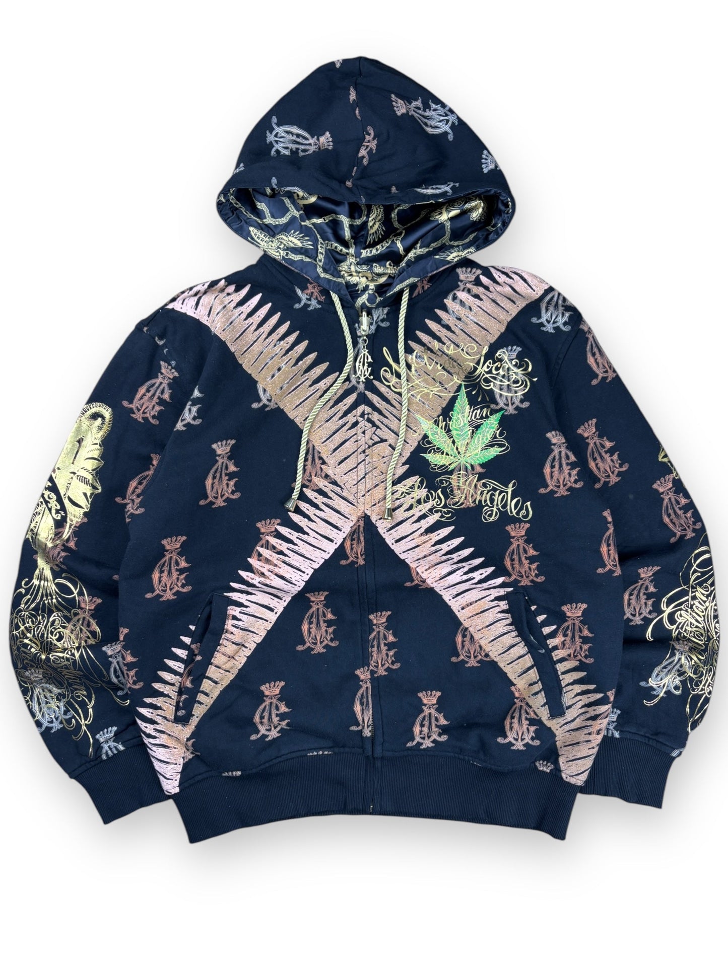 Deadstock 2000s Christian Audigier reversible zipped hoodie - L