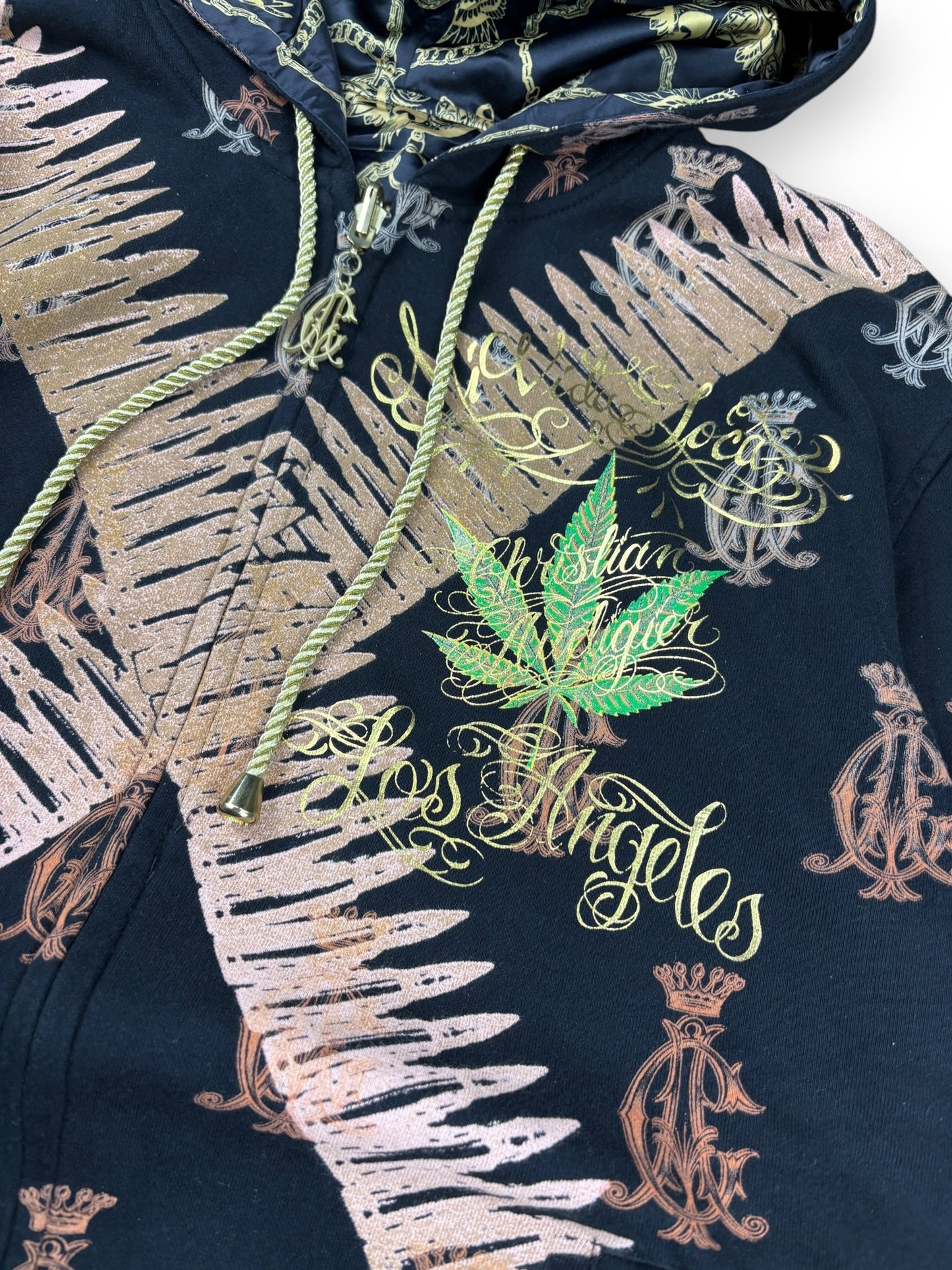 Deadstock 2000s Christian Audigier reversible zipped hoodie - L