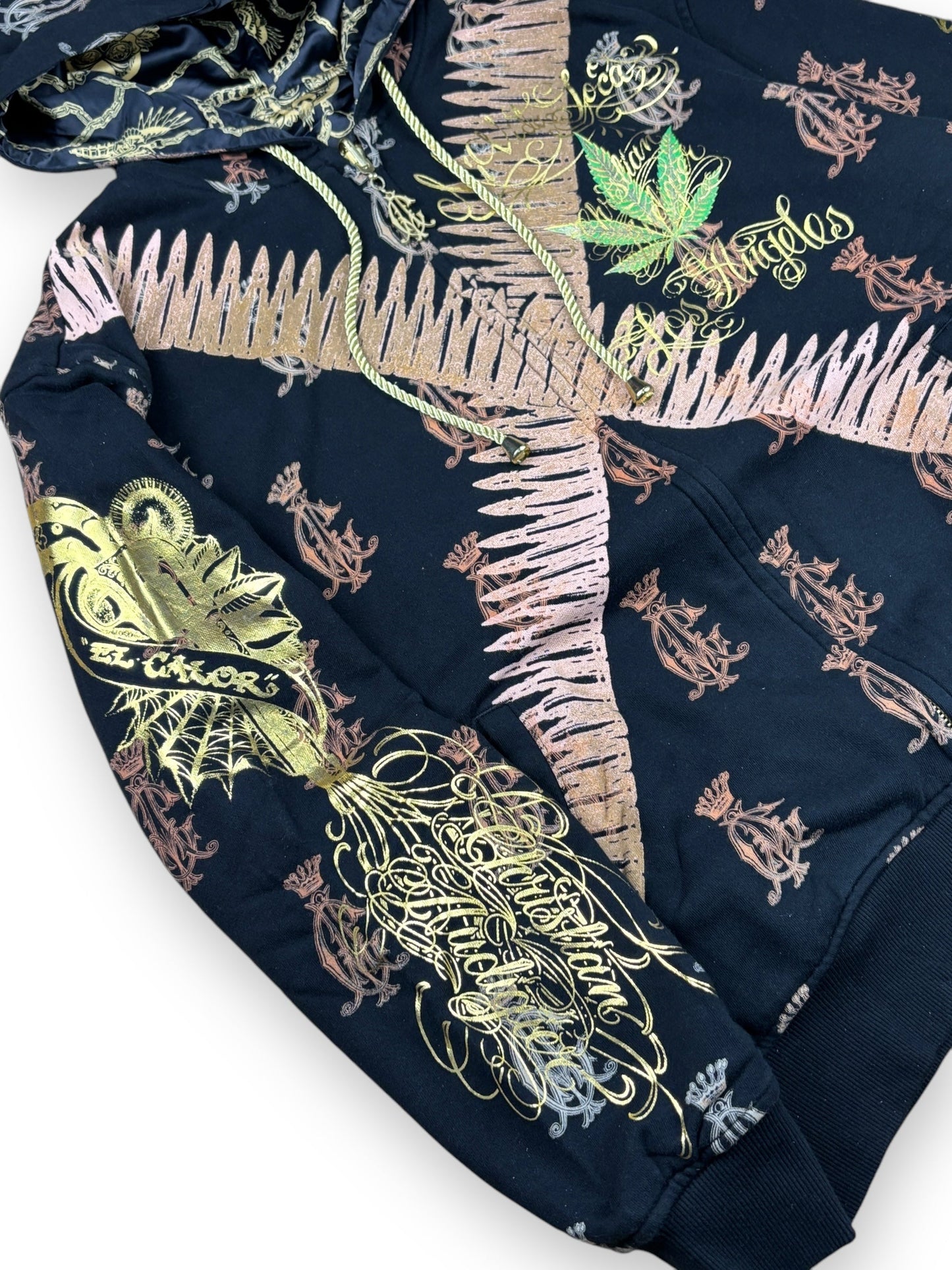 Deadstock 2000s Christian Audigier reversible zipped hoodie - L