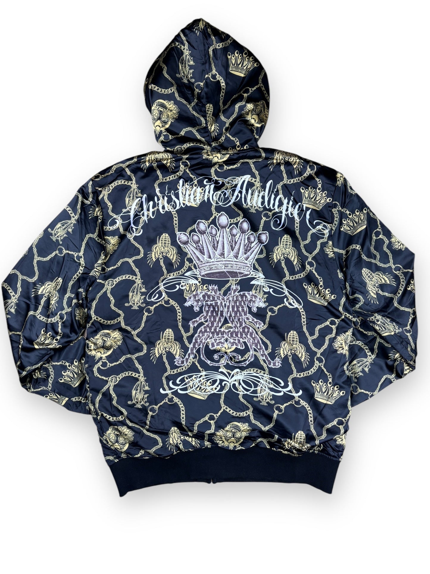 Deadstock 2000s Christian Audigier reversible zipped hoodie - L