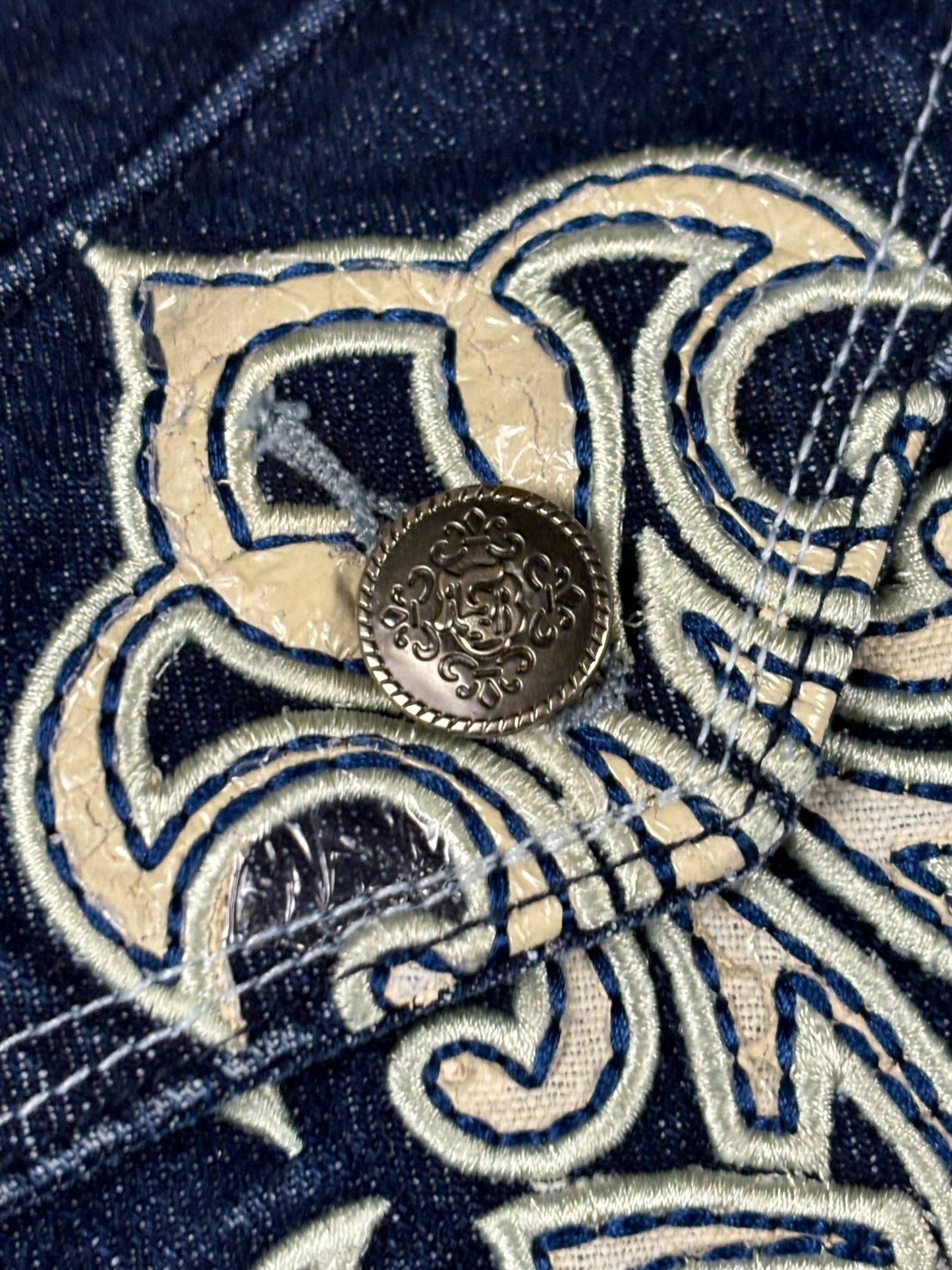 2000s Premium Raw Blue embroidered jeans - M