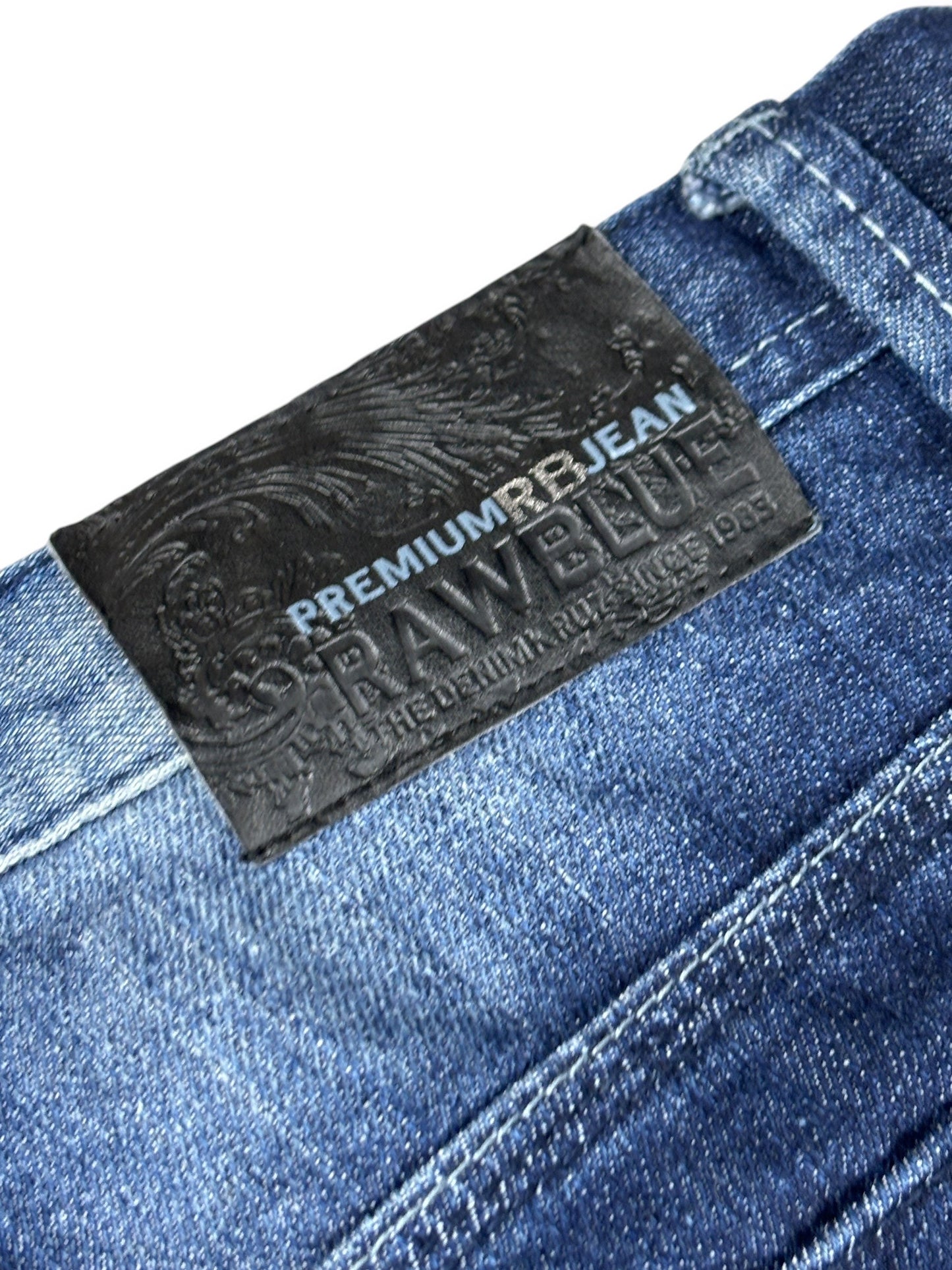 2000s Premium Raw Blue embroidered jeans - M