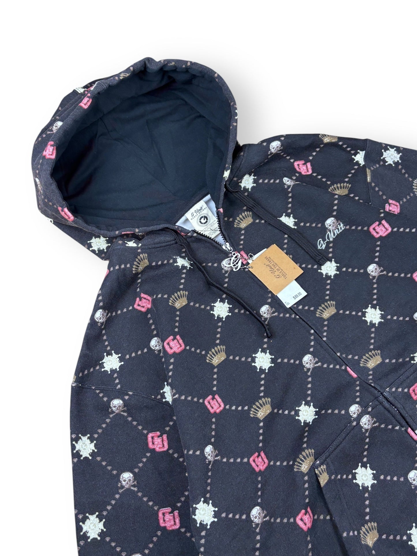 Deadstock 2000s G-unit allover print zipped hoodie - L