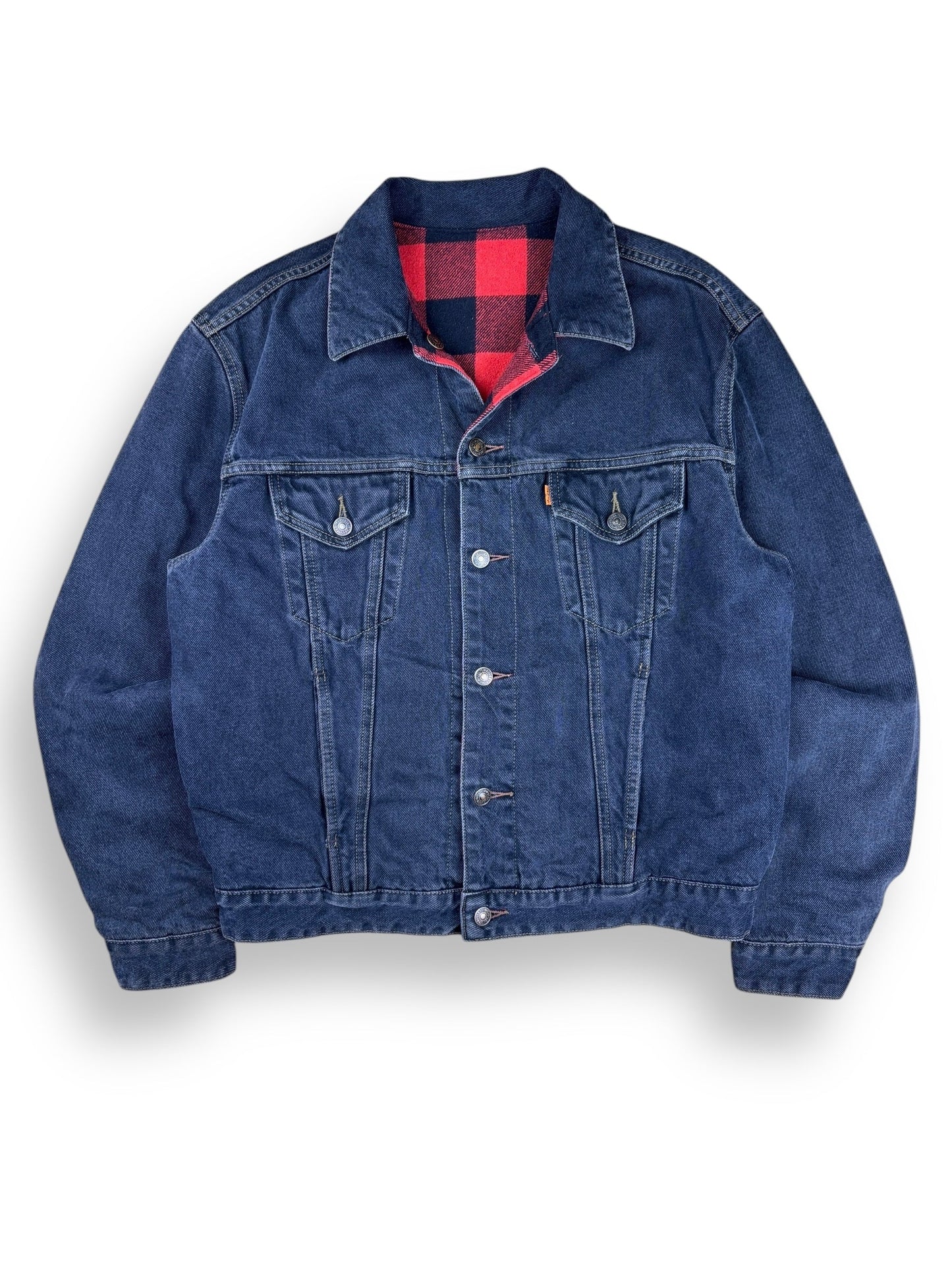 1990s Levi's reversible flannel denim jacket - M