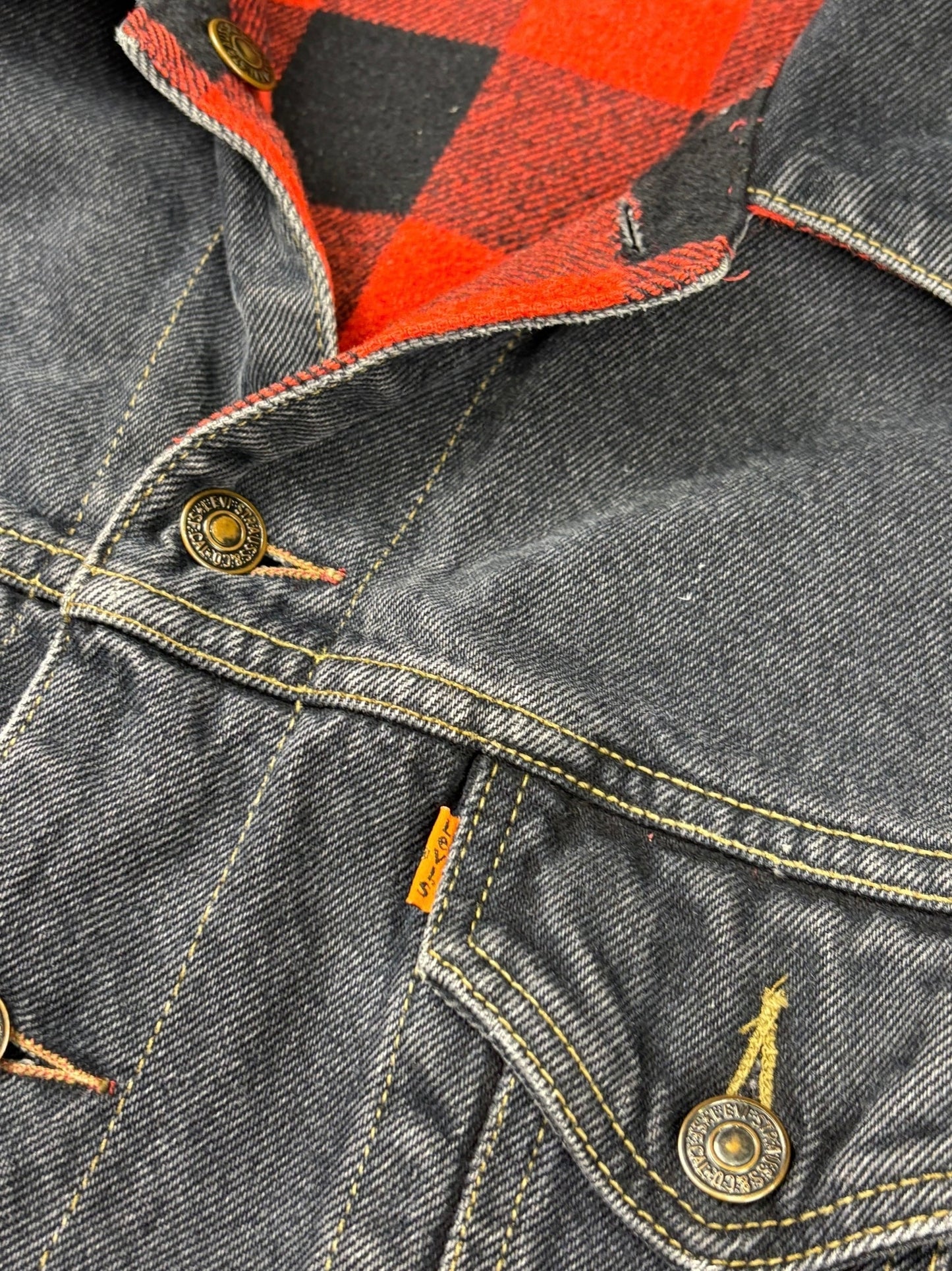 1990s Levi's reversible flannel denim jacket - M