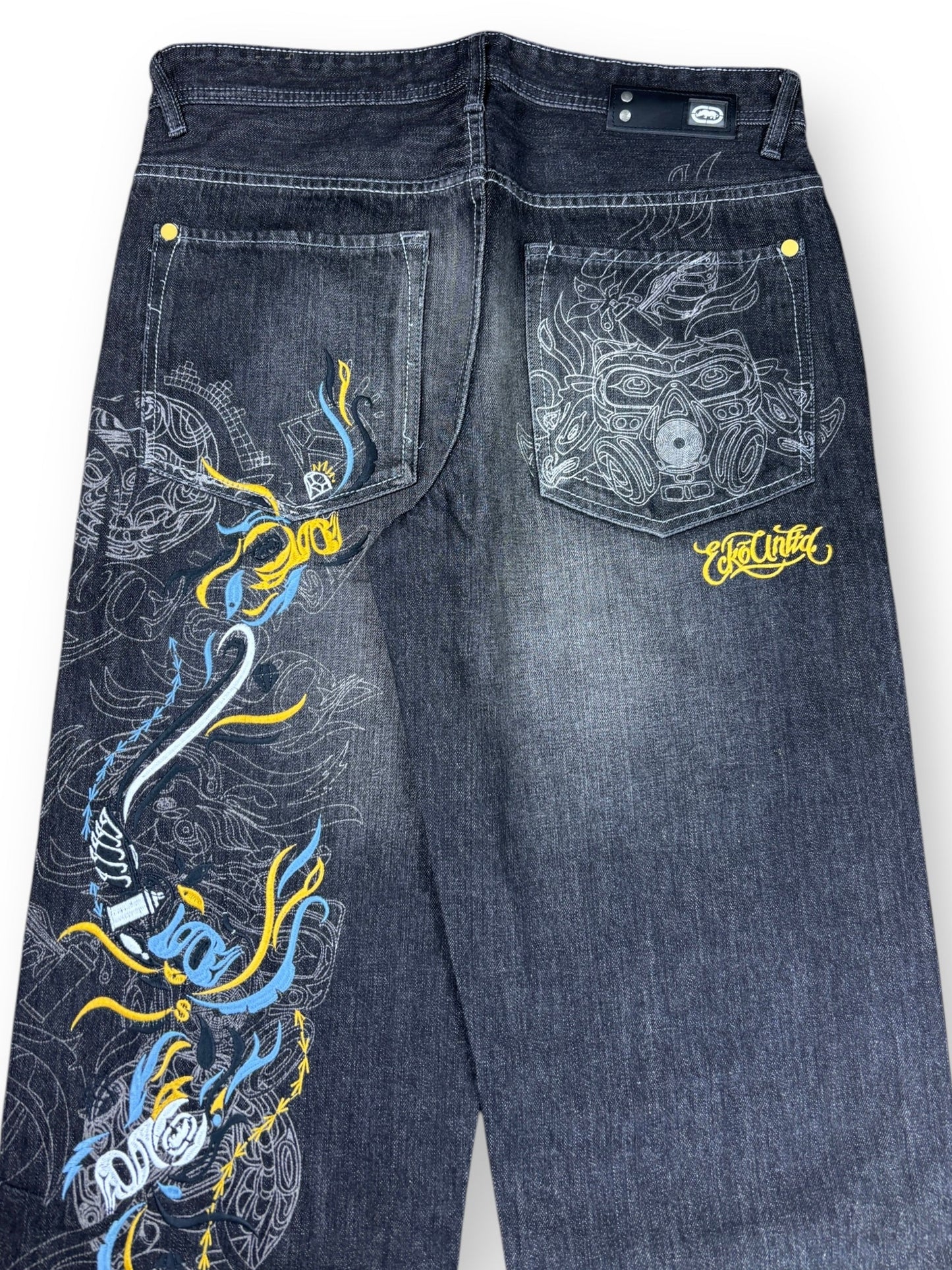 Deadstock 2000s Ecko Unltd embroidered baggy jeans - 34