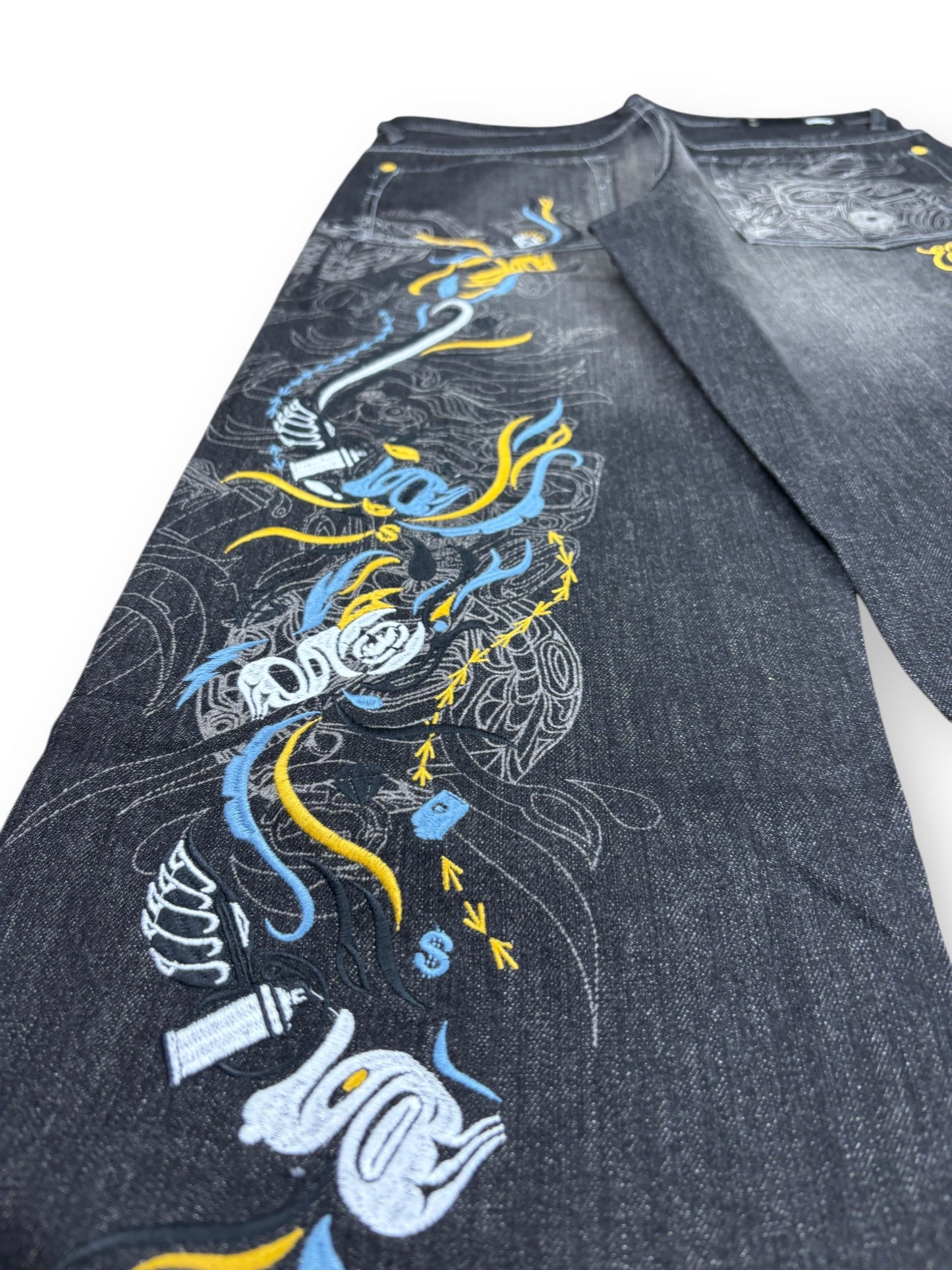 Deadstock 2000s Ecko Unltd embroidered baggy jeans - 34