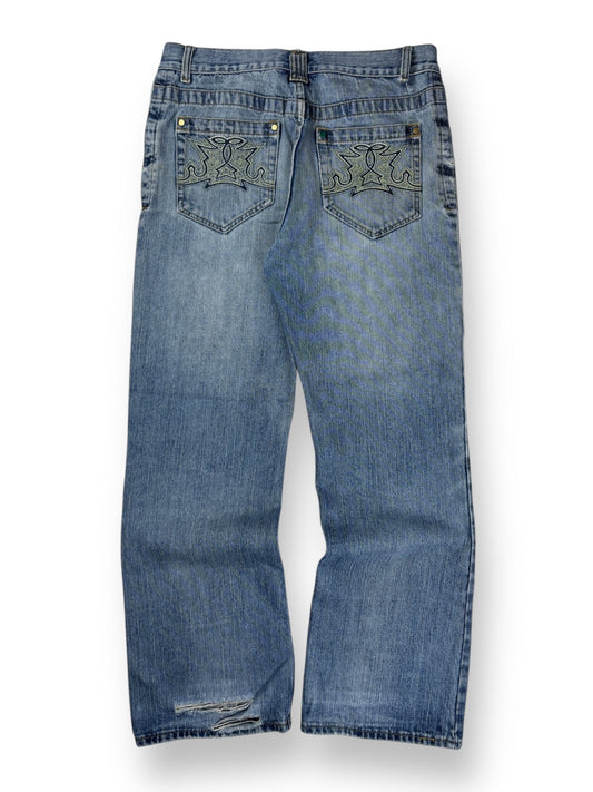 2000s Identic Embroidered baggy jeans - M