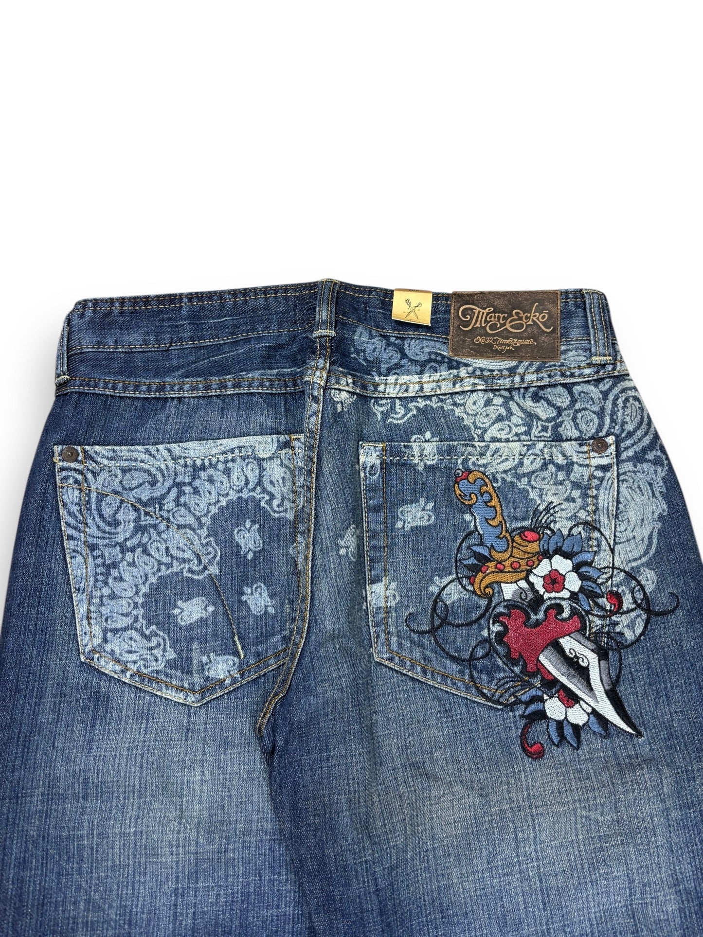 Deadstock 2000s Marck Ecko embroidered jeans - 32