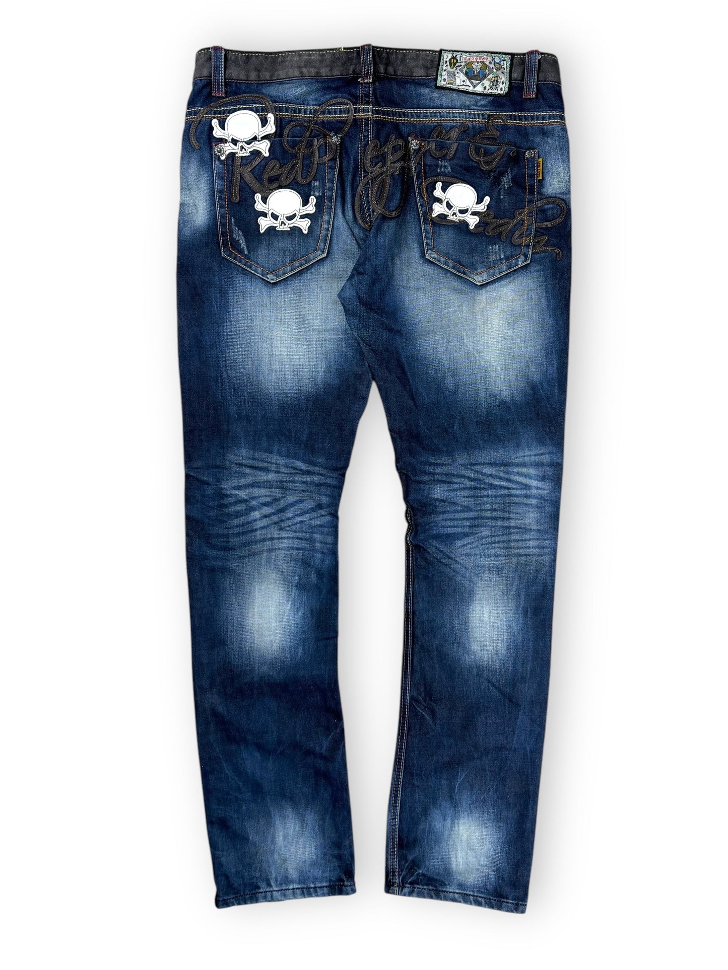 2000s Baxybox Red Peppers Death embroidered jeans - 38