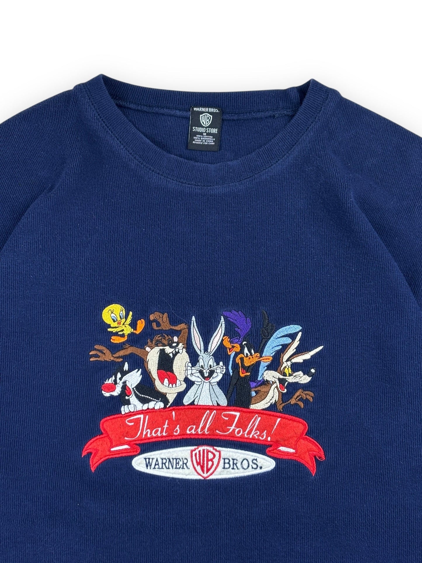 1998 Looney Tunes embroidered crewneck Made in USA - M