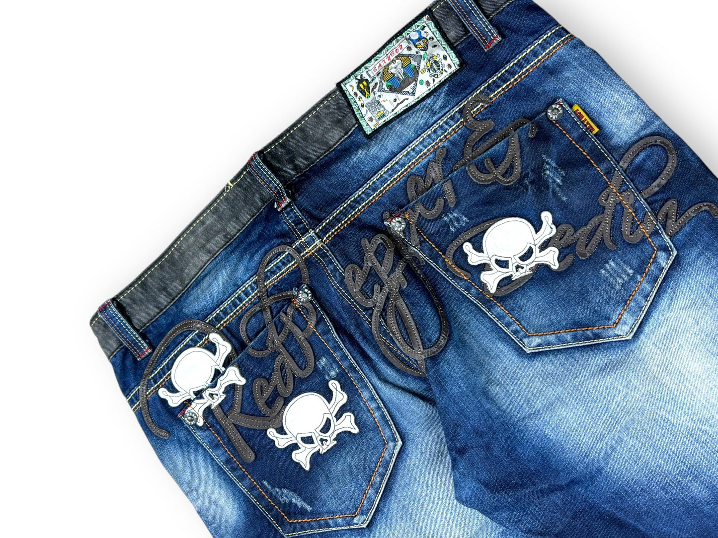 2000s Baxybox Red Peppers Death embroidered jeans - 38
