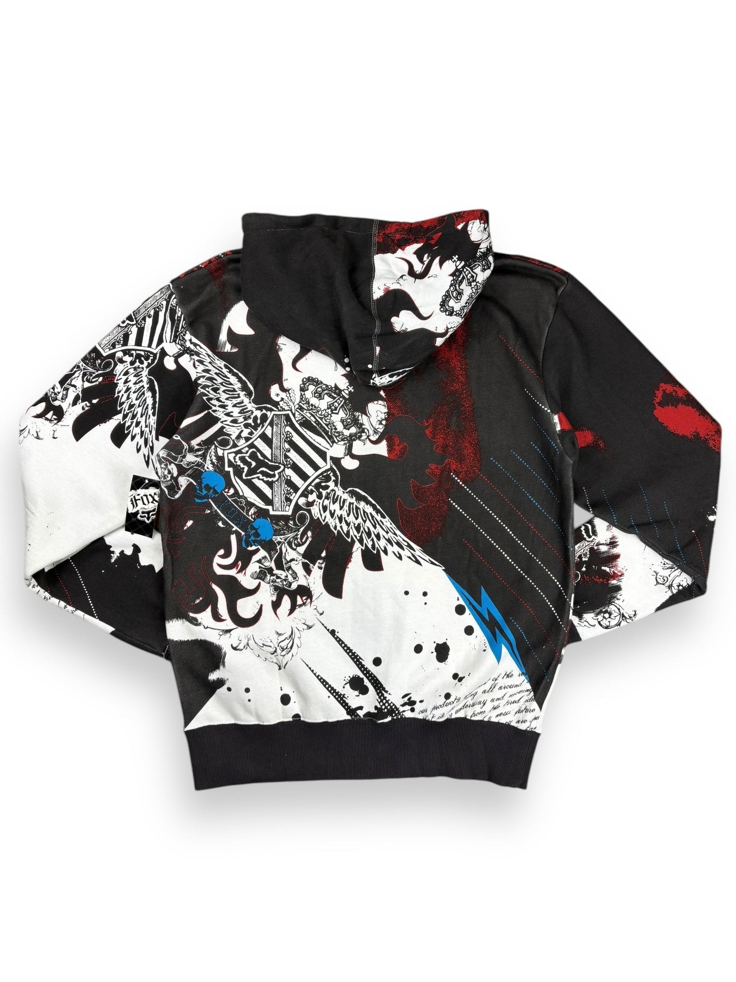 Deadstock 2000s Fox zipped allover print hoodie - L