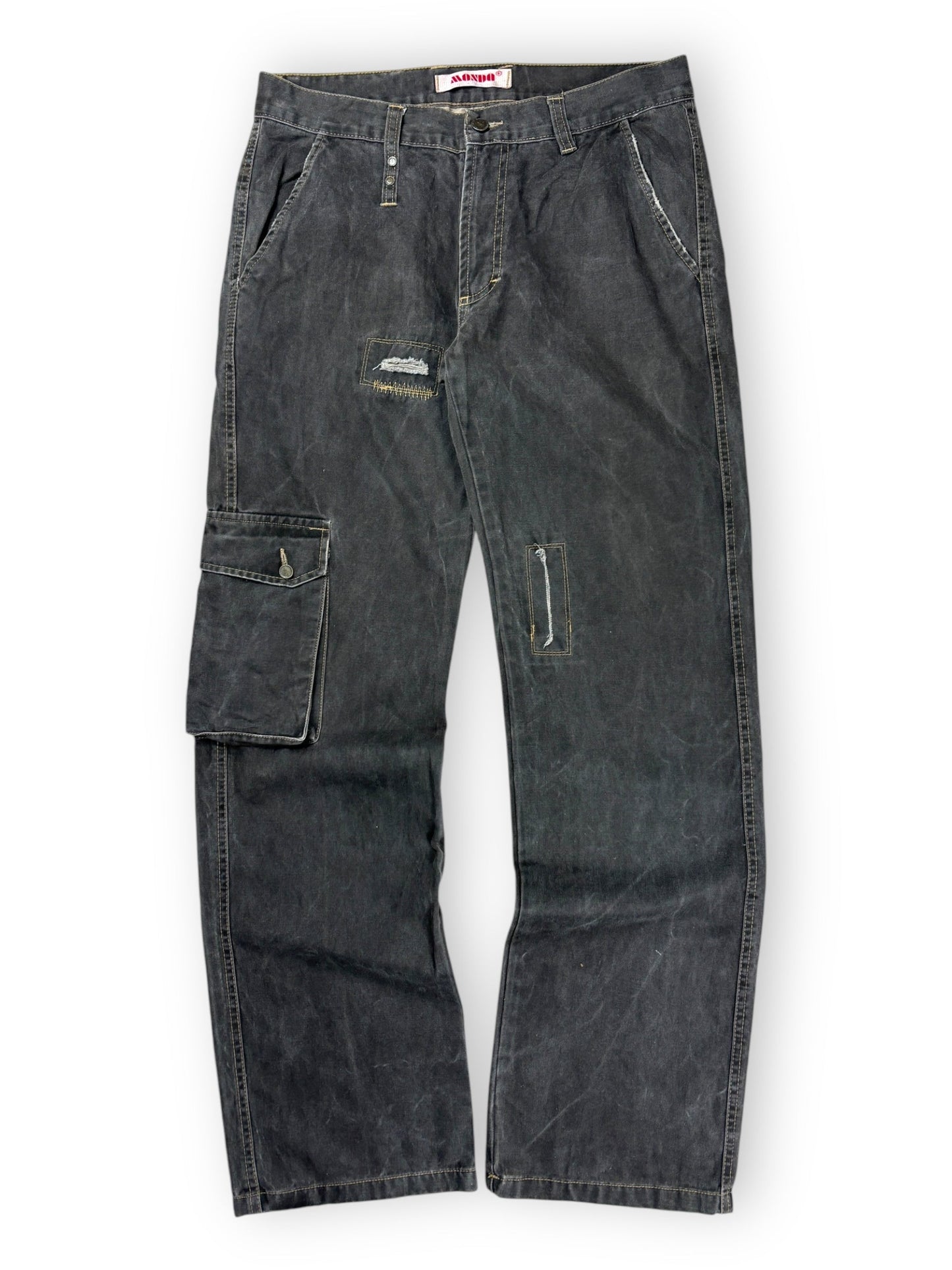2000s Mondo embroidered cargo jeans - 32x34