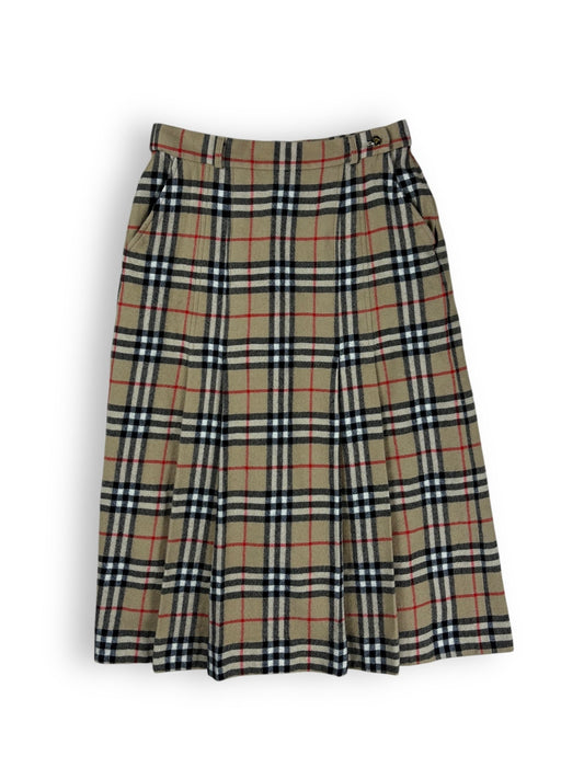 1980s Burberrys nova check wool skirt